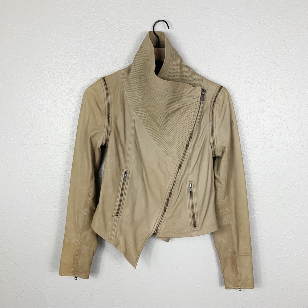 Yigal Azrouel leather asymmetric moto crop jacket